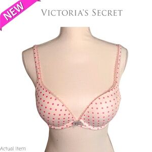 NWT Victoria’s Secret Polka Dot Cream & Pink Bra Size 36B